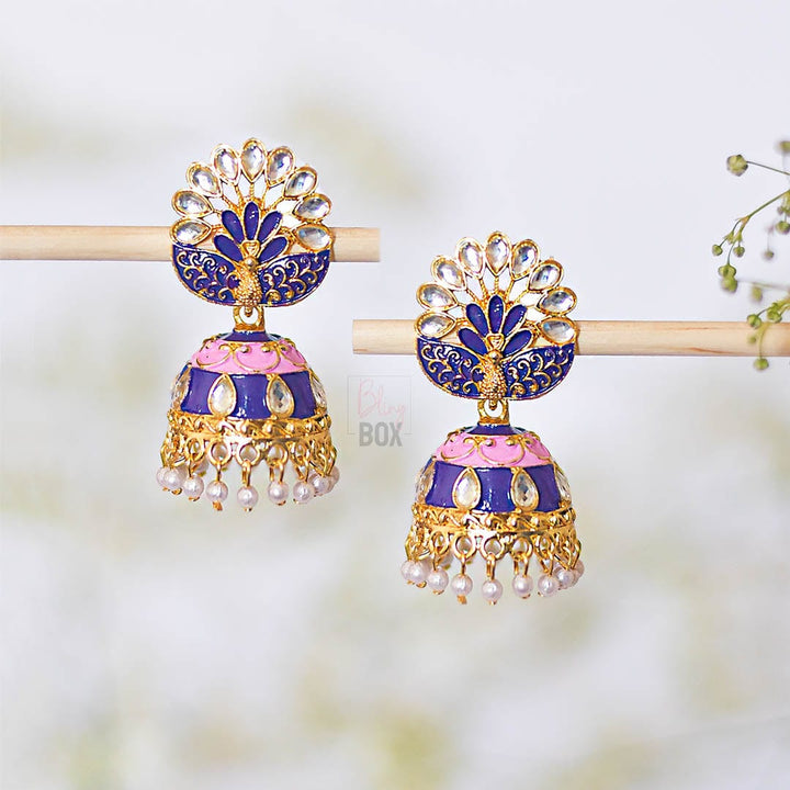 Bling Box Jewellery Peacock Meenakari Earrings Jewellery