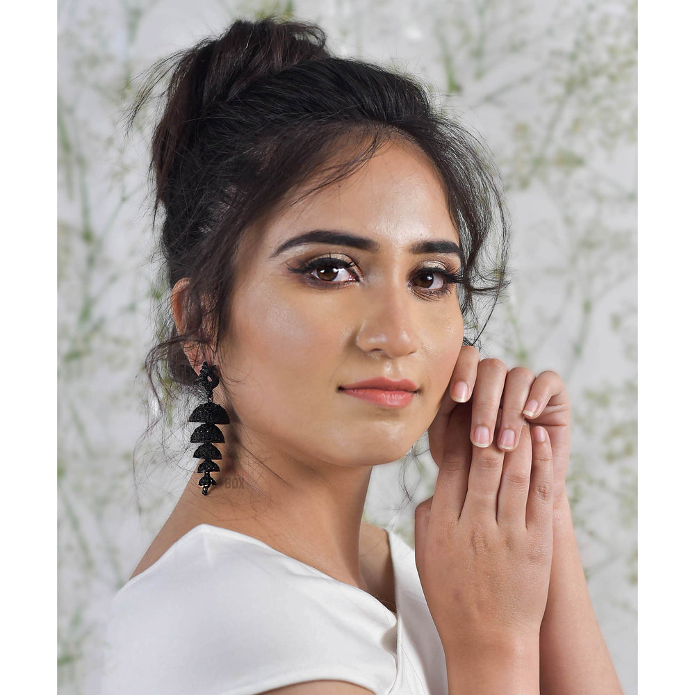 Bling Box Jewellery Peacock Multi Layer Black Jhumka Jewellery