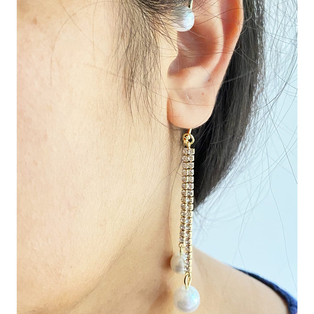 Bling Box  Pearl and Diamond Ear Jacket Jewellery