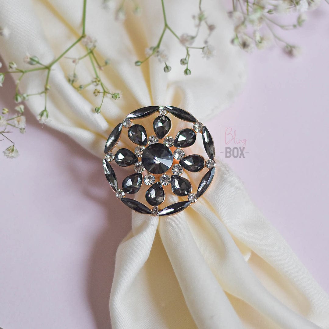 Bling Box Jewellery Sparkling Black Circular Ring Jewellery