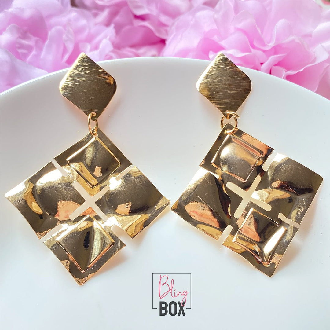 Bling Box Jewellery Stamped Quad Gold Earrings Jewellery 