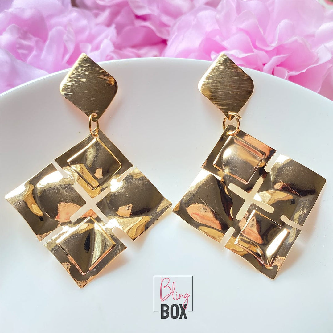 Bling Box Jewellery Stamped Quad Gold Earrings Jewellery