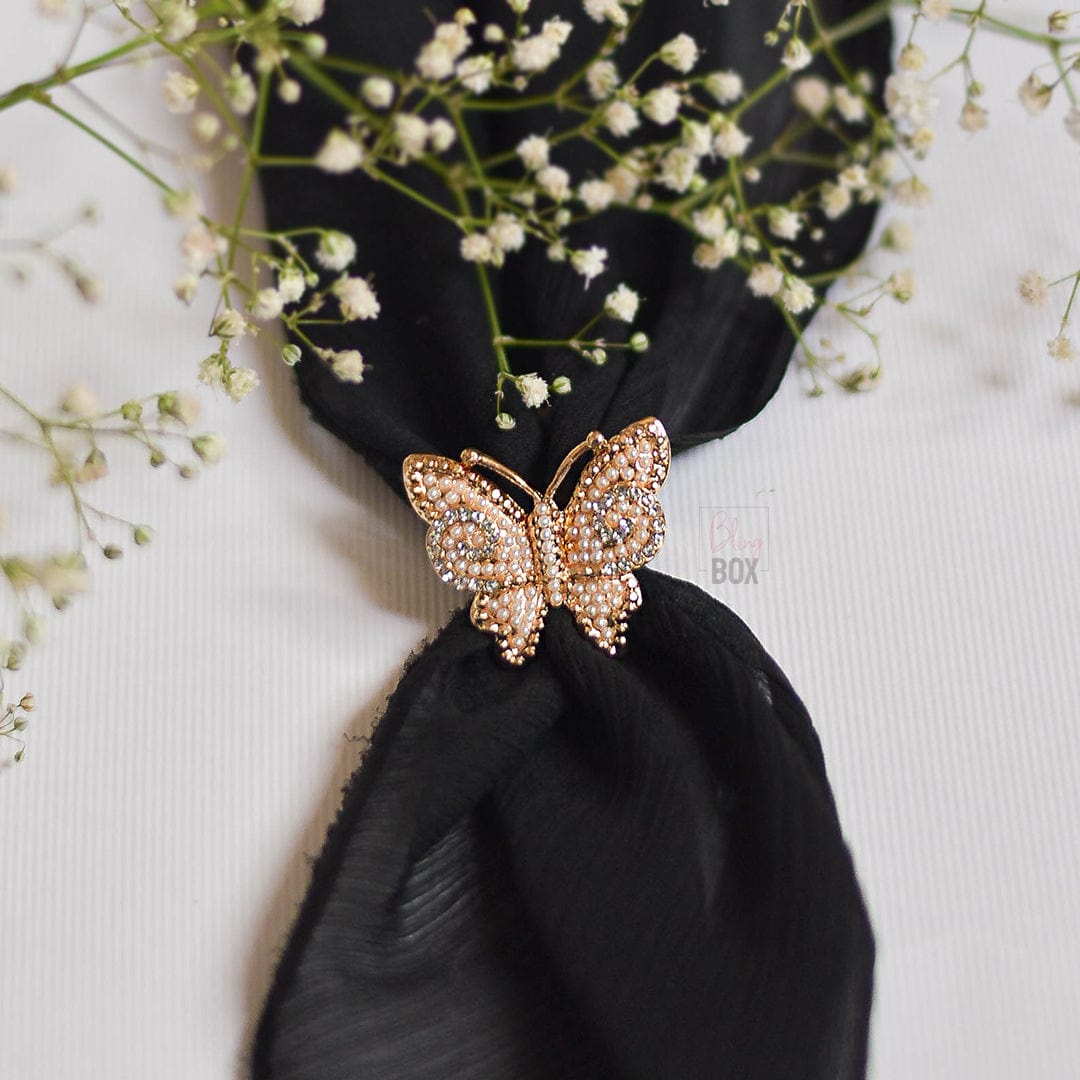Bling Box Jewellery Statement Pearl Studded Butterfly Ring Jewellery