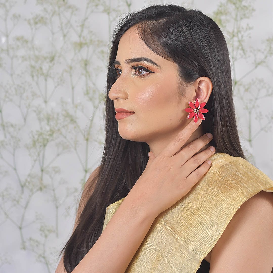 Bling Box Jewellery Stone Floral Studs Jewellery