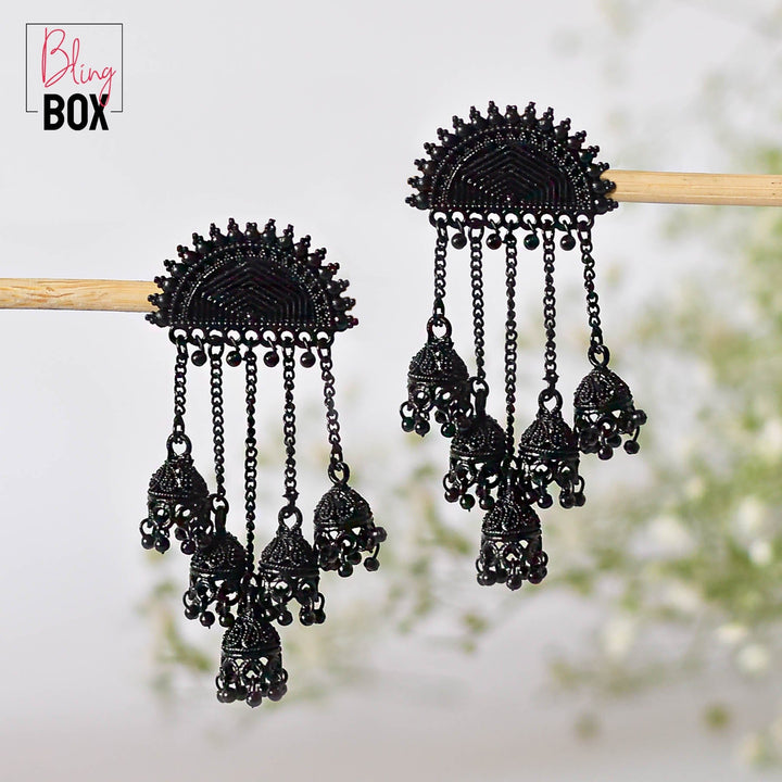 Bling Box Jewellery Sunrise Black Jhumkas Jewellery