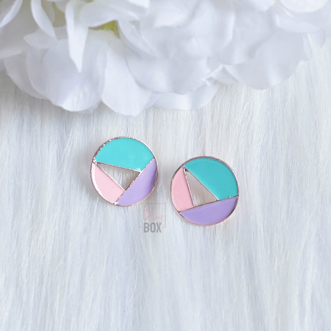 Bling Box Jewellery Tri-colored circular studs Jewellery