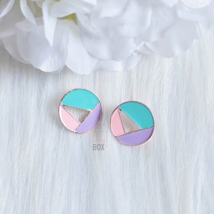 Bling Box Jewellery Tri-colored circular studs Jewellery