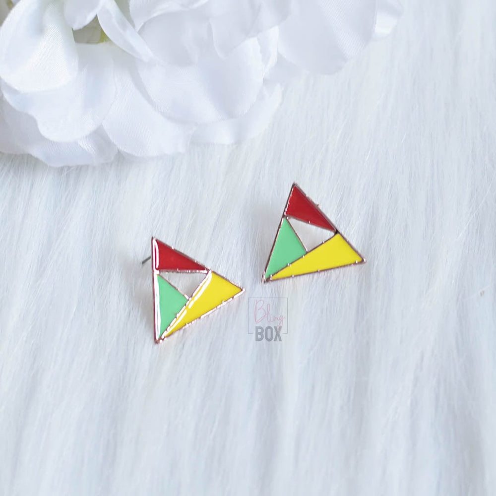 Bling Box Jewellery Tri-colored Triangular studs Jewellery