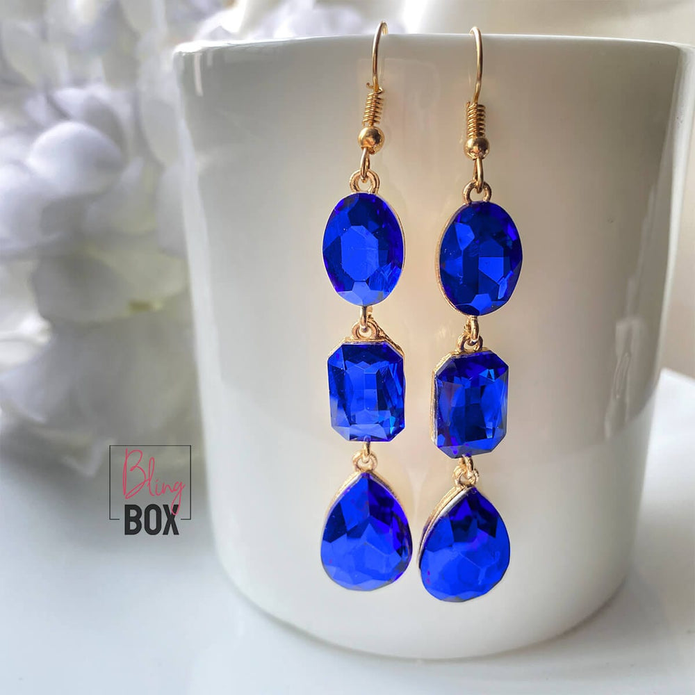 Bling Box Jewellery Triple Crystal Earrings Jewellery