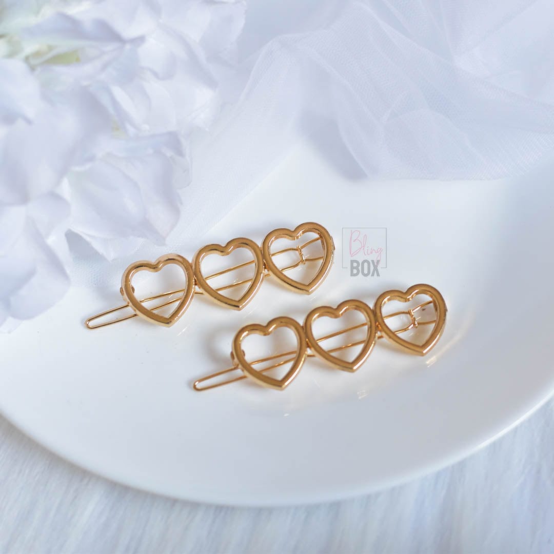 Bling Box Jewellery Triple Heart Hair Clip Jewellery