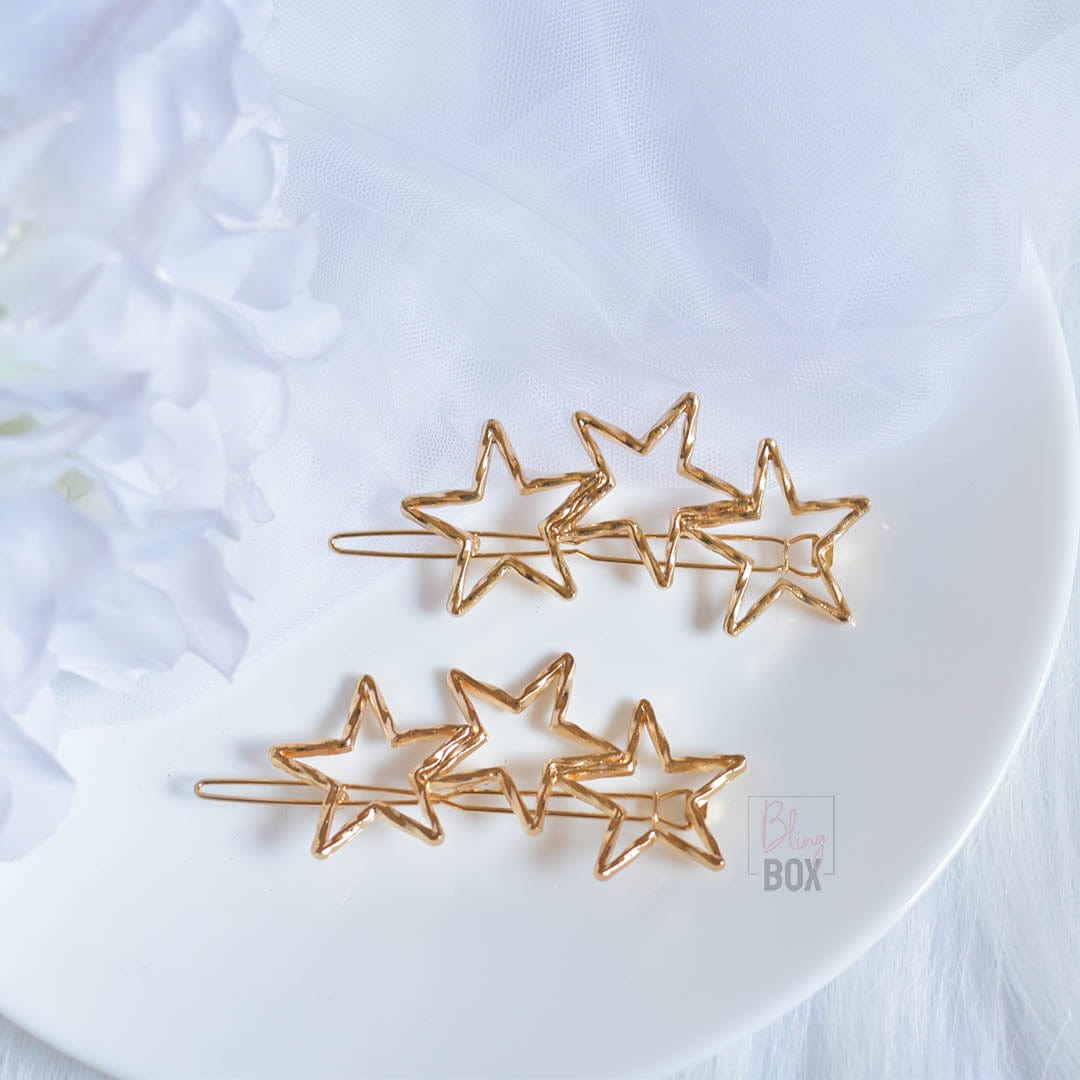 Bling Box Jewellery Triple Star Hair Clips Jewellery