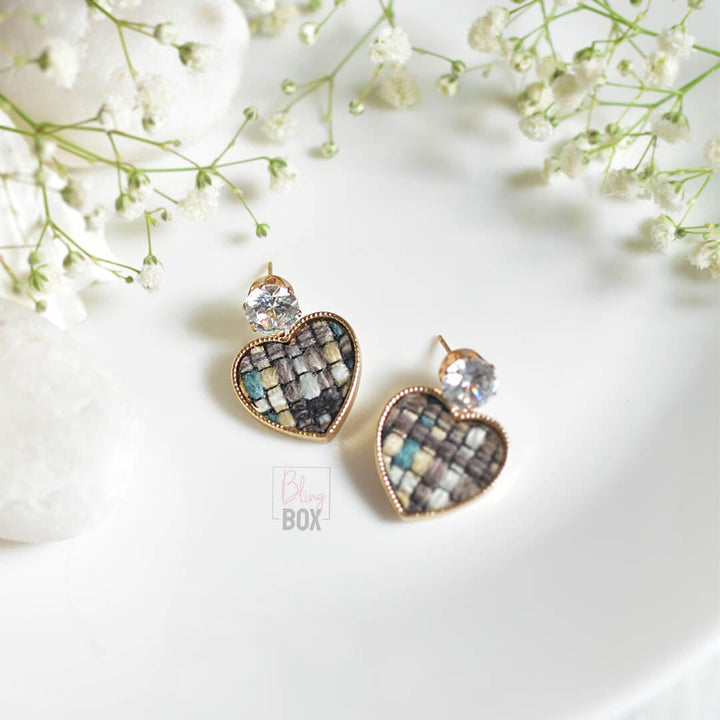 Bling Box Jewellery Weaved Heart Earrings Jewellery