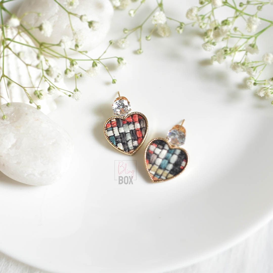 Bling Box Jewellery Weaved Heart Earrings Jewellery