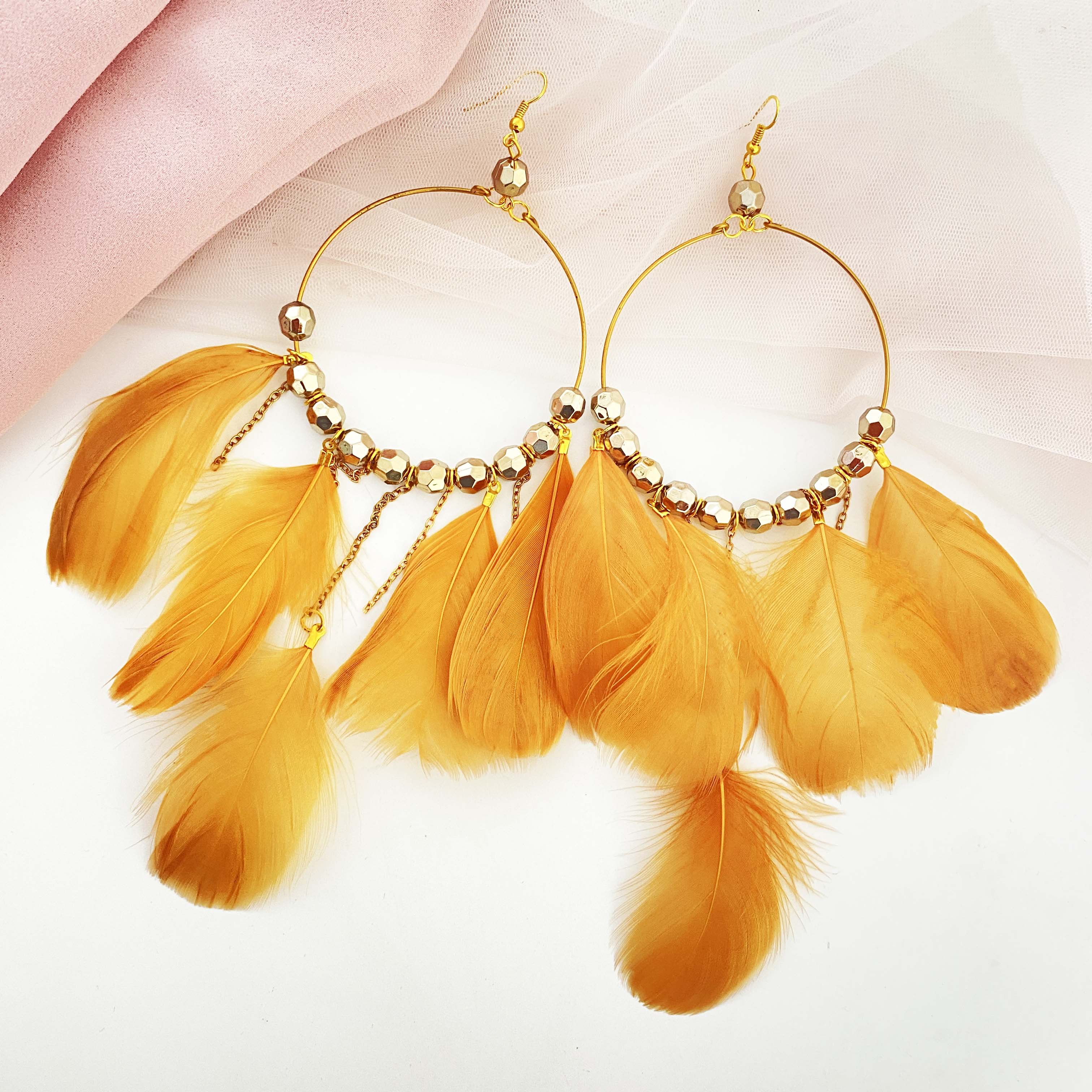 Boho Fiesta Embroidered Shell Earrings – Krafted with Happiness
