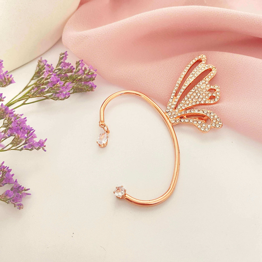 Butterfly Rose Gold Ear Jacket