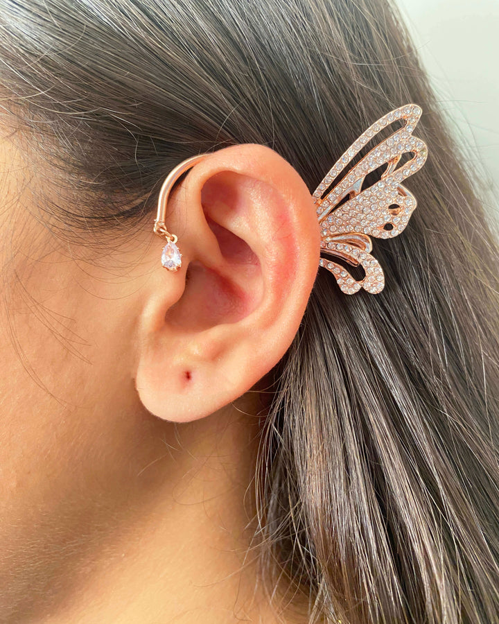 Butterfly Rose Gold Ear Jacket