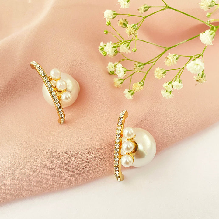 Statement Pearl Back Front Earring