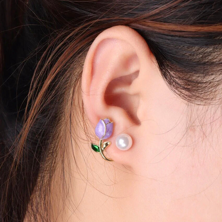 Lilac Tulip Korean Earrings