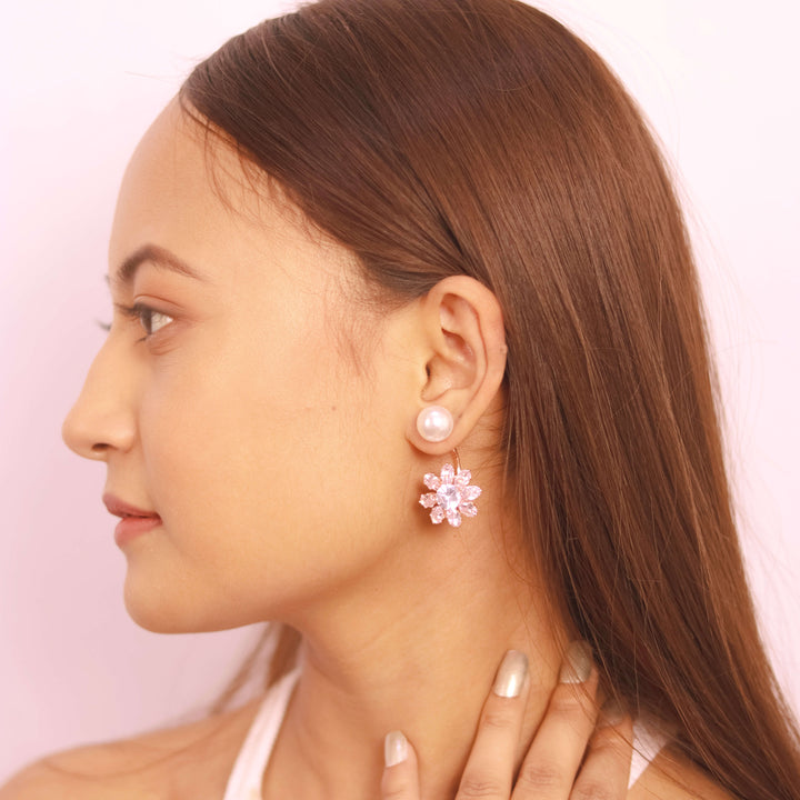 Floral Back Front Earring