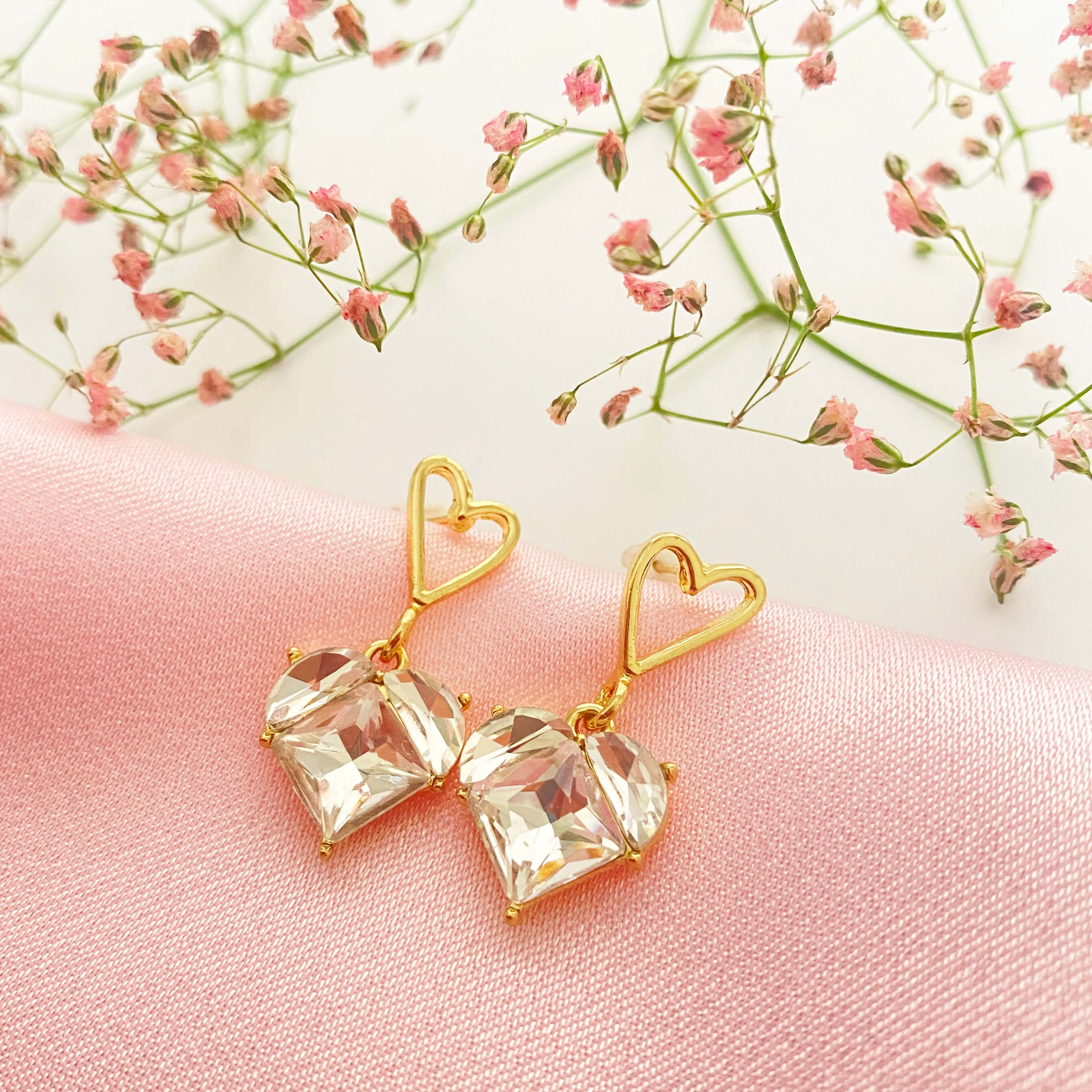 Heart Drop Design diamond Earring In 18K Rose Gold | Fascinating Diamonds