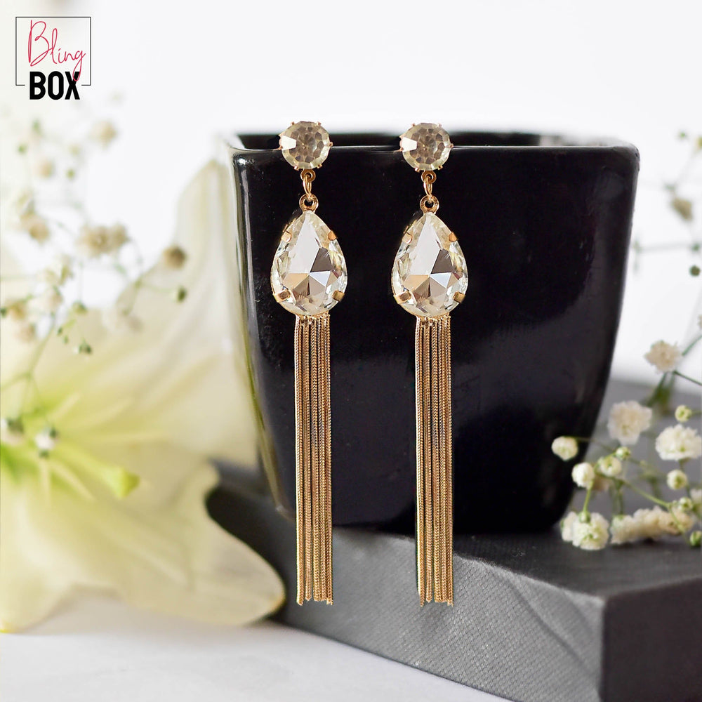 Bling Box Jewellery Crystal Tassel Earrings Jewellery 