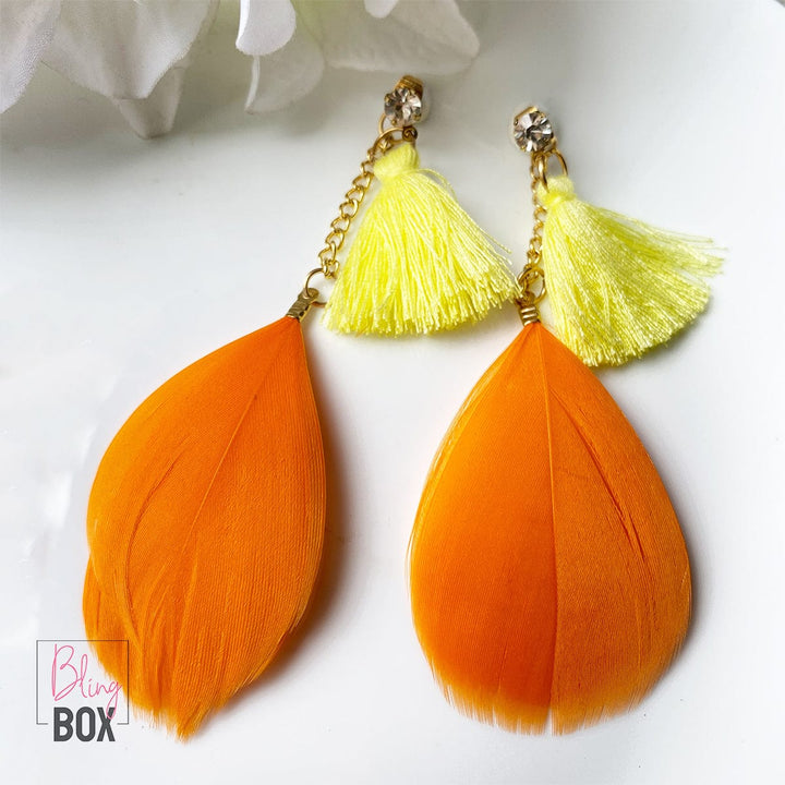 Bling Box Jewellery Dual Colored Feather Earrings Jewellery 