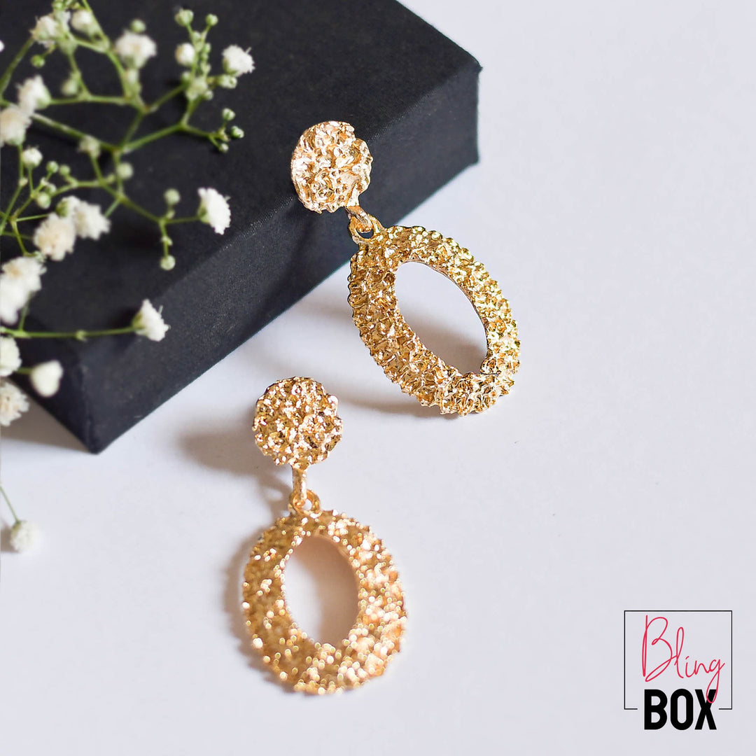 Bling Box Jewellery Geometric Oval Drop Earrings Jewellery 