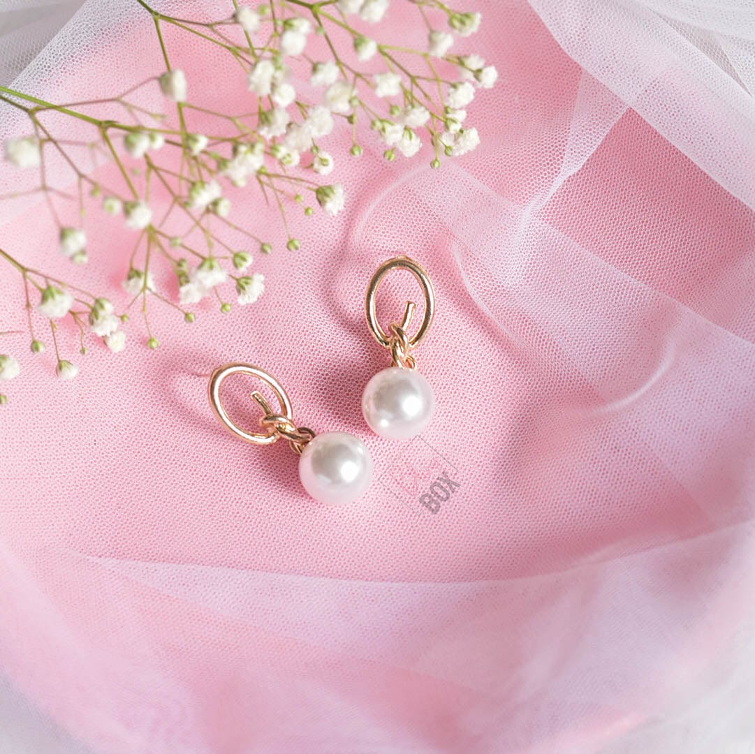 14K Rose Gold Lily Pink Freshwater Cultured Pearl Drop Earrings