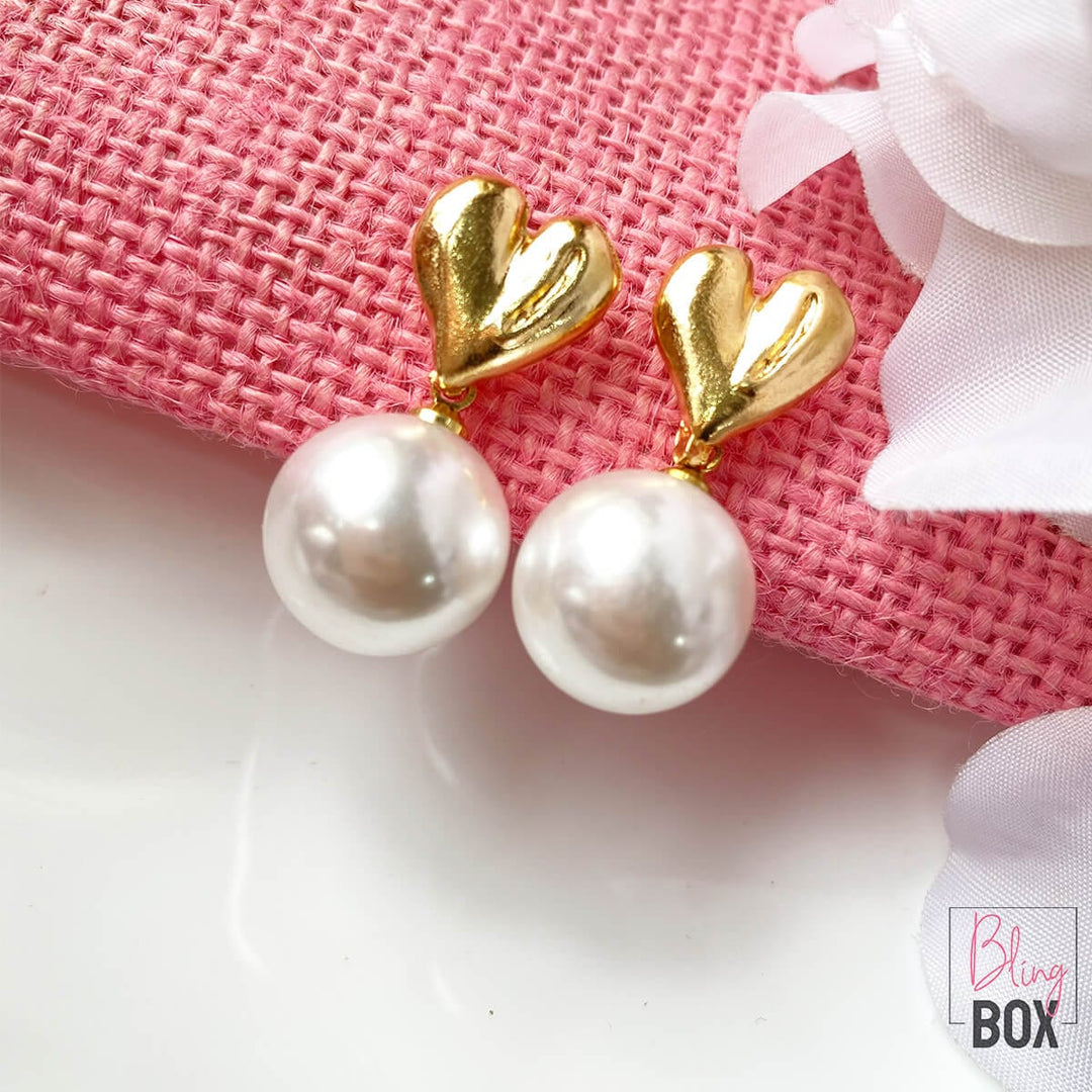 Bling Box  Heart of Pearl Studs Jewellery 