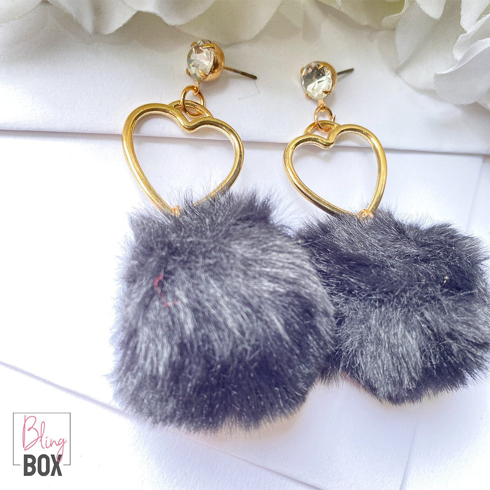 Bling Box Jewellery Heart Pom Pom Earrings Jewellery 