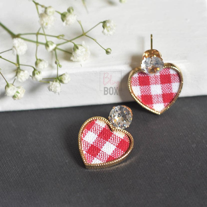 Bling Box Jewellery Hearts and Checks Earrings Jewellery 