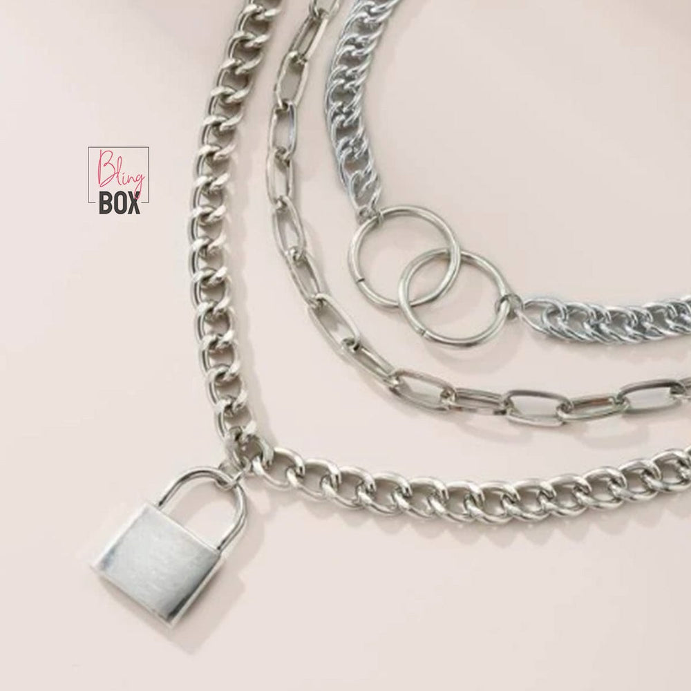 Bling Box Jewellery Infinity Layered Lock Necklace Jewellery 
