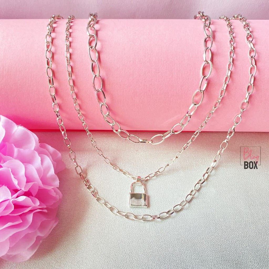 Multi-layered Lock Pendant Necklace - Main Image