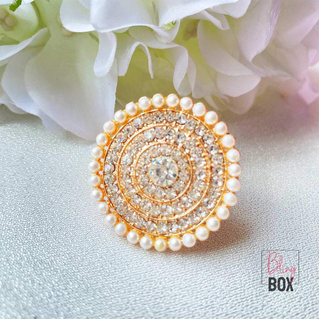 Bling Box Jewellery Pearl and Diamond Circular Ring Jewellery 