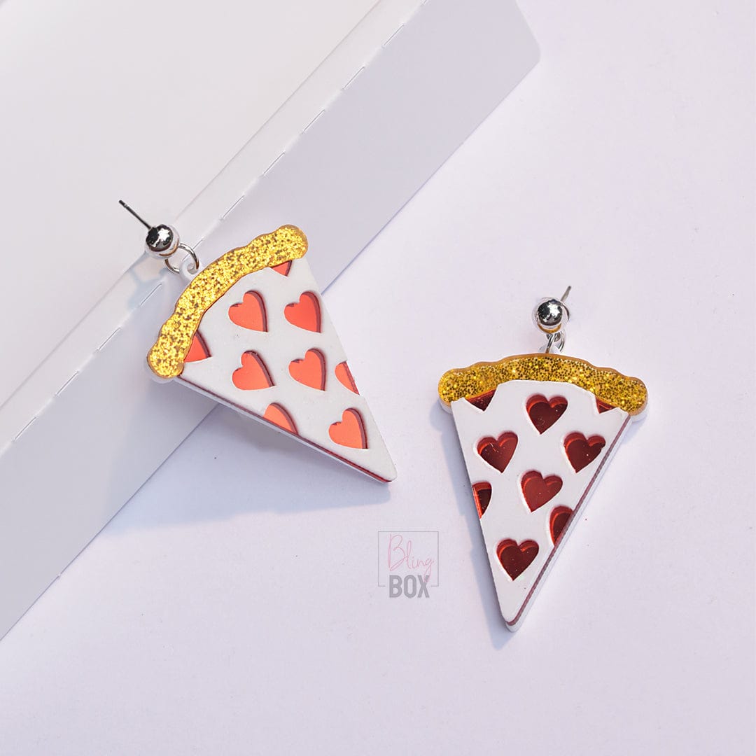 Silver Pizza Slice Coin Dangle Earrings by Midnight Jo