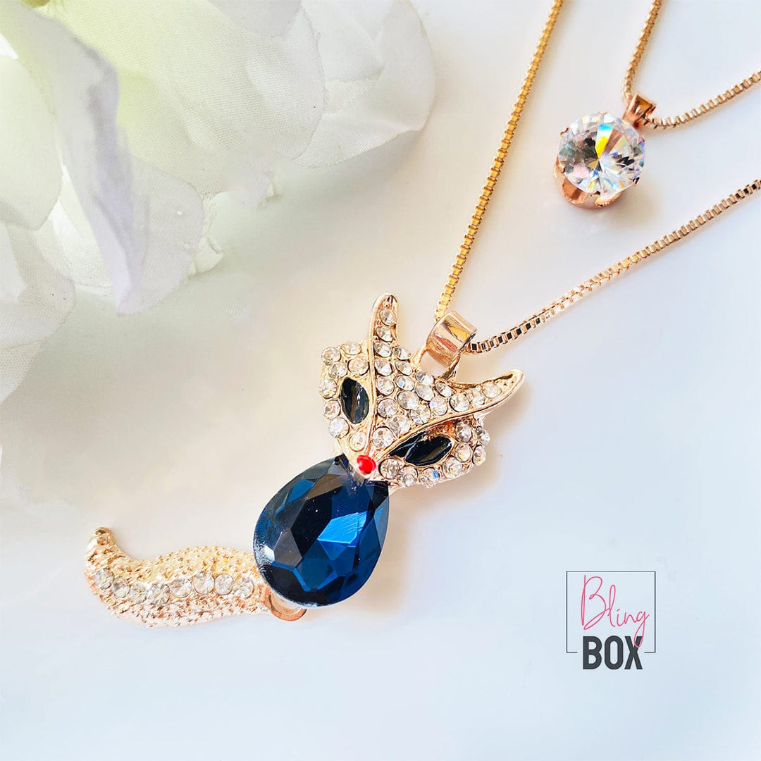 Bling Box Jewellery Sapphire  Fox Multilayer Long Chain Jewellery 