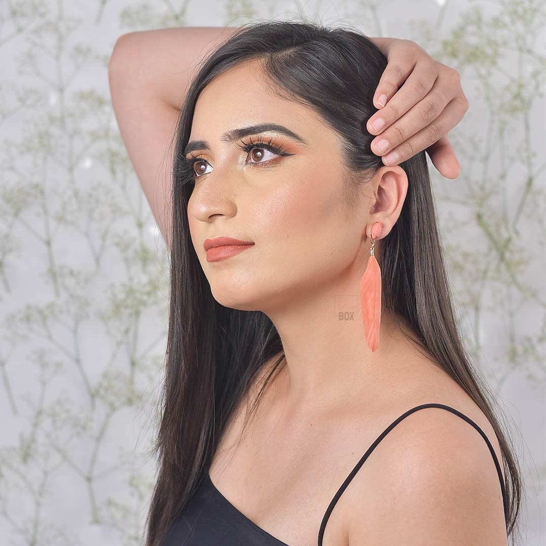 Bling Box Jewellery Studded Feather Drop Earrings Jewellery 
