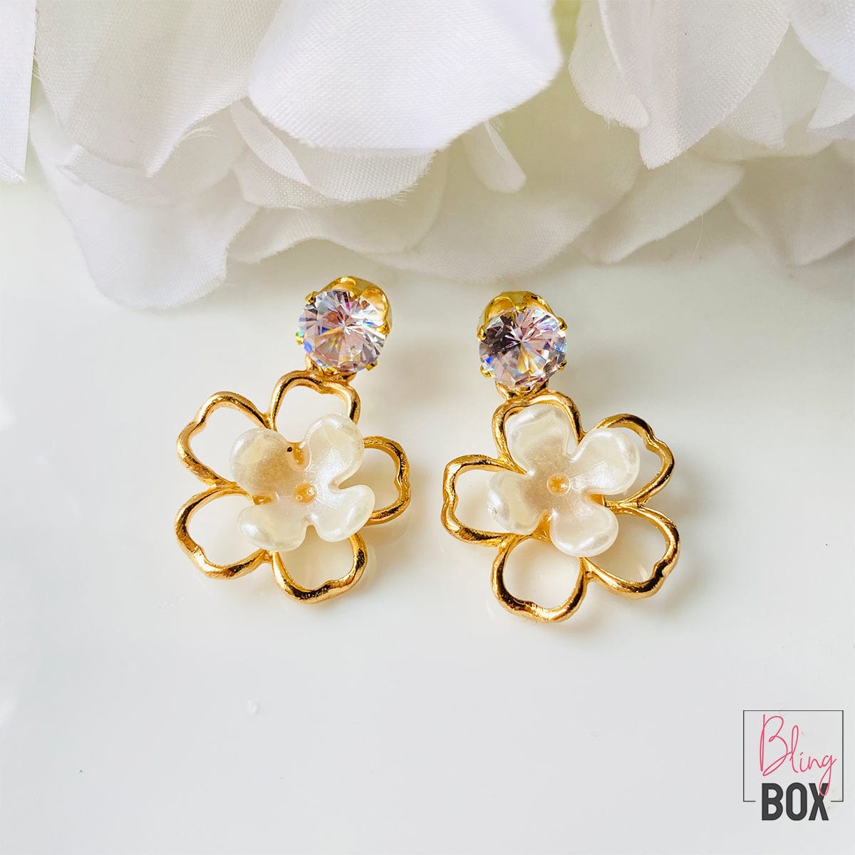Urthn Gold Plated Floral Dangler Earrings - 1315704C